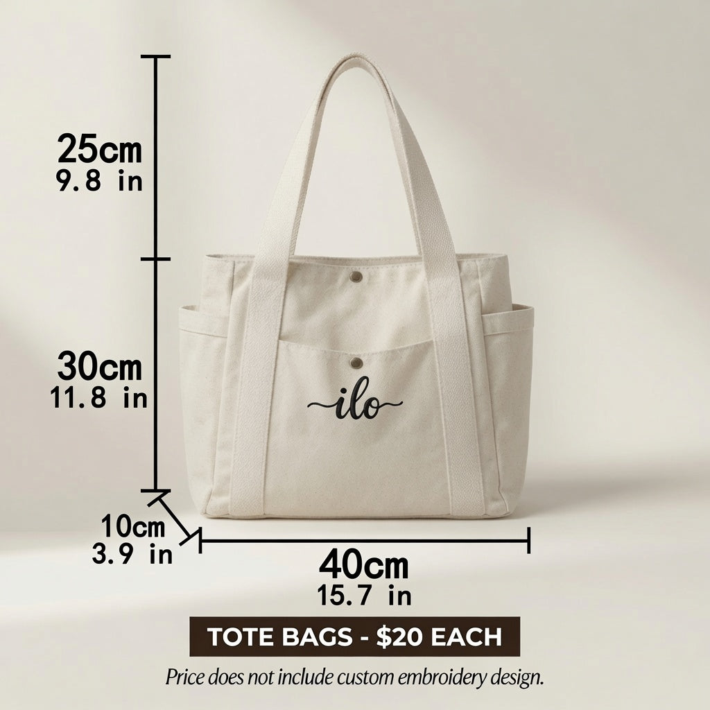 Tote with custom embroidery
