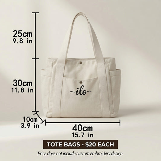 Tote with custom embroidery